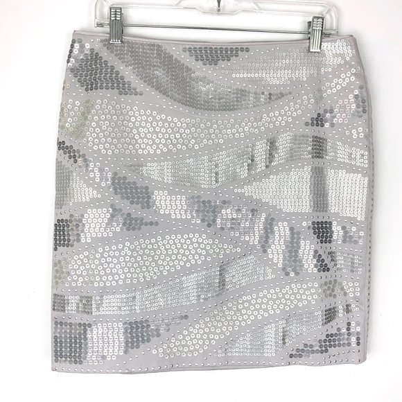 White House Black Market Dresses & Skirts - New WHBM Gray Silver Sequin Pencil Skirt Size 8